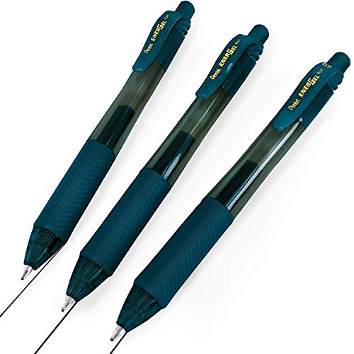 Pentel Energel X BL107 Gel-Tintenroller, einziehbar, 0,7 mm Spitze, Marineblau, 3 Stück von Pentel