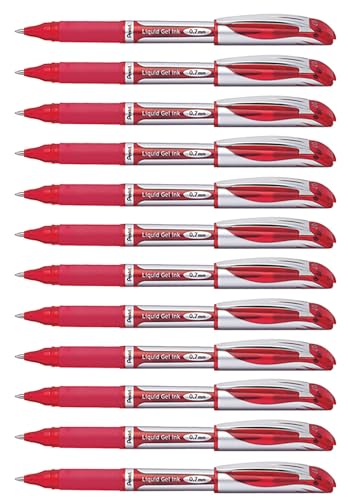 Pentel Energel Xm Tintenroller F Metall 0,7 mm Schreibspitze 12 Stück rot, BL57-B von Pentel