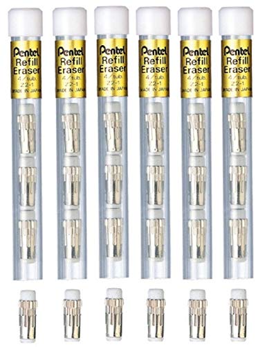 Pentel Nachfüllradierer für die meisten Pentel automatischen Bleistifte & Z2-1N (Packung mit 6 Tuben – 24 Radiergummi-Nachfüllungen) von Pentel