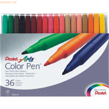 Pentel Faserschreiber Colour Pen 0,5-2,0mm VE=36 Farben von Pentel