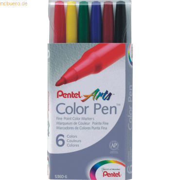 Pentel Faserschreiber Colour Pen 0,5-2,0mm VE=6 Farben von Pentel