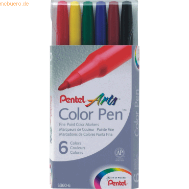 Pentel Faserschreiber Colour Pen 0,5-2,0mm VE=6 Farben Pentel Faserschreiber Colour Pen 0,5-2,0mm VE=6 Farben von Pentel