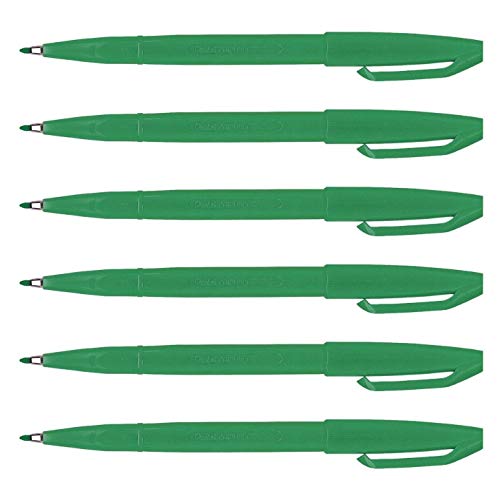 Pentel Filzstifte Sign Pen S 520, Acrylfaserspitze, 2 mm, Grün, 6 Stück von Pentel