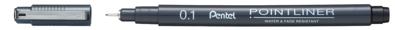 Pentel Fineliner Pointliner 0.05 + 0.1 + 0.2 + 0.3 + 0.5 + 0.8 mm Schwarz von Pentel