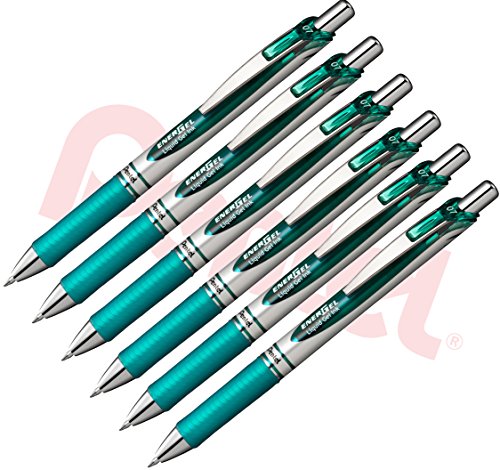 Pentel Gel-Tintenroller EnerGel mit Druckmechanik, 6 Stück, 0.7mm (türkis, 6er Pack) von Pentel