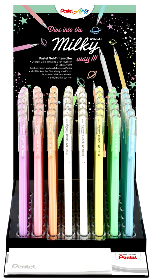 Pentel Gel-Tintenroller Hybrid Milky, Pastell, 48er Display von Pentel