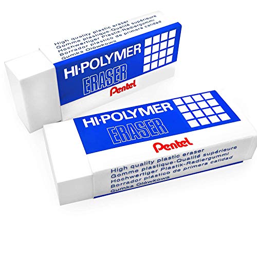 Pentel Hi-Polymer-Jumbo-Radiergummis, Kunststoff, Weiß, 2 Stück von Pentel