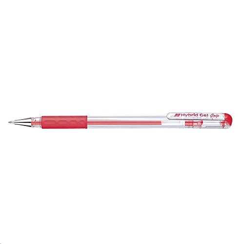 Pentel Hybrid Gel Grip Tintenroller 0,6 mm Schreibspitze 0,3 mm Strichbreite 12 Stück rot von Pentel