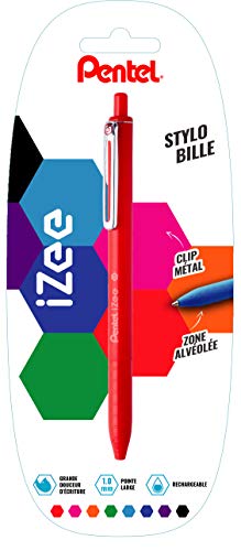 Pentel IZee Kugelschreiber, einziehbar, mit Metallclip Blister de 1 rot von Pentel