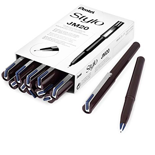 Pentel JM20 Stylo Einweg-Füllfederhalter, marineblaue Tinte, 12 Stück von Pentel