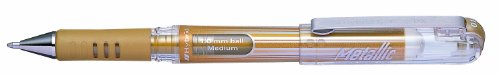 Pentel K230-XO Hybrid Gel Metallic Grip DX Tintenroller mit pigmentierter Tinte, 12-er Packung, gold von Pentel