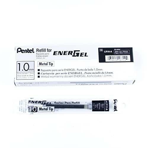 Pentel LR10-A Nachfüllmine für EnerGel-Stifte, Strichstärke 1,0 mm, 12 Stück, schwarz von Pentel