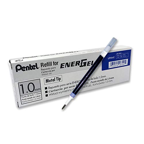 Pentel LR10-C Nachfüllmine für EnerGel-Stifte, 12 Stück, blau, 0,5 mm Strichstärke, 1,0 mm Kugeldurchmesser von Pentel