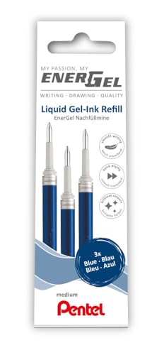 Pentel LR7-3C Nachfüllmine für EnerGel-Stifte 0.7 ball = 0,35mm Strichstärke, 3 Stück, blau von Pentel