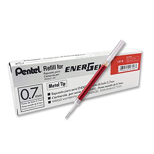 Pentel LR7-BX Nachfüllmine für EnerGel-Stifte 0,7 mm Kugelspitze, rot, 12 Stück von Pentel