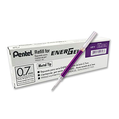 Pentel LR7-VX Nachfüllmine für EnerGel-Stifte, 0,7 mm Kugelspitze, violett, 12 Stück von Pentel