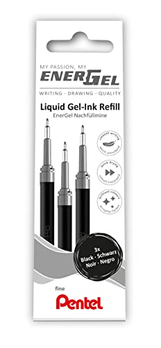 Pentel LRN5-3A Nachfüllmine für EnerGel-Stifte 0.5 ball = 0,25mm Strichstärke, Nadelspitze, 3 Stück, schwarz von Pentel