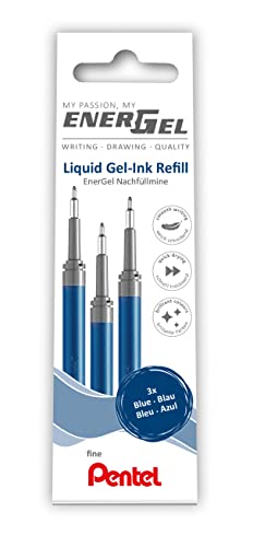 Pentel LRN5-3C Nachfüllmine für EnerGel-Stifte 0.5 ball = 0,25mm Strichstärke, Nadelspitze, 3 Stück, blau von Pentel