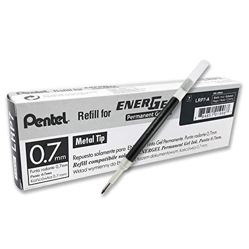 Pentel LRP7-AX Nachfüllmine für EnerGel Stifte, 12 Stück, 0.7 mm, schwarz von Pentel