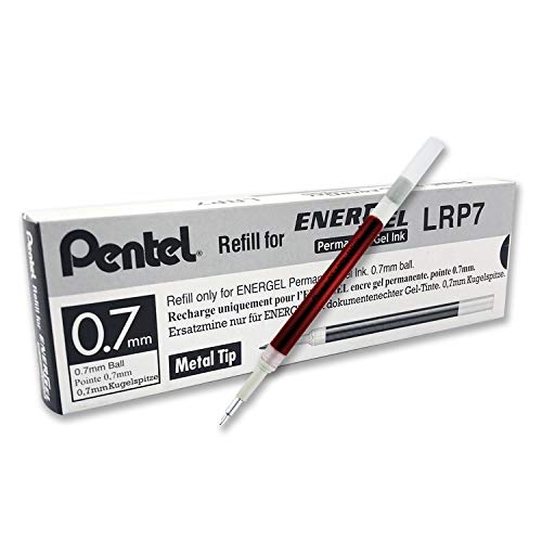 Pentel LRP7-BX Nachfüllmine für EnerGel Stifte, 12 Stück, 0.35 mm, rot von Pentel