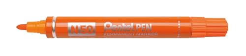 Pentel N50 Permanent-Marker Rundspitze mit Aluminium Schaft Wasserdicht Tinte – Orange von Pentel
