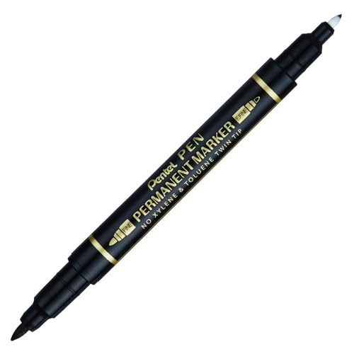 Pentel N75W Permanentmarker Doppelspitze Schwarz 12 Stück von Pentel