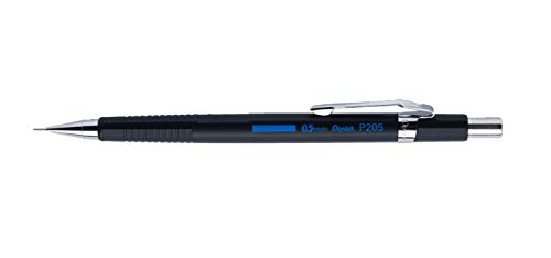 Pentel P200 Series Druckbleistift, 0,5 mm, schwarzer Korpus und blauer Streifen, 12 Stück von Pentel