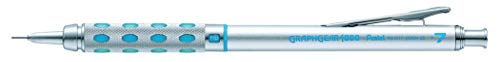 Pentel PG1017-C GraphGear1000 Druckbleistift 0,7 mm Strichstärke, Edelstahlgehäuse mit Härtegradindikator, duale Griffzone, voll versenkbare 4 mm Minenführung, Radierer (Z2-1N), 12 Stück von Pentel