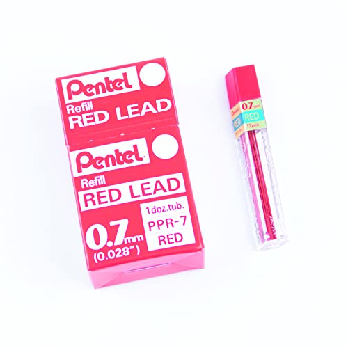 Pentel PPR Cases mit 12 rot Ersatzmine für Druckbleistifte 0,7 mm von Pentel