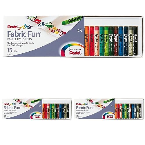 Pentel PTS-15 GmbH PTS15 - Stoffmalkreide 15er Kunststoffetui (Packung mit 3) von Pentel