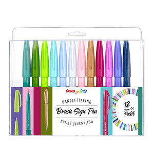 Pentel Pastel SES15C-12 Brush-Pen-Set farbsortiert, 12 St. von Pentel