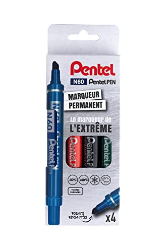 Pentel Pen Permanentmarker Keilspitze Tinte Pochette de 4 Schwarz/Blau/Rot/Grün von Pentel