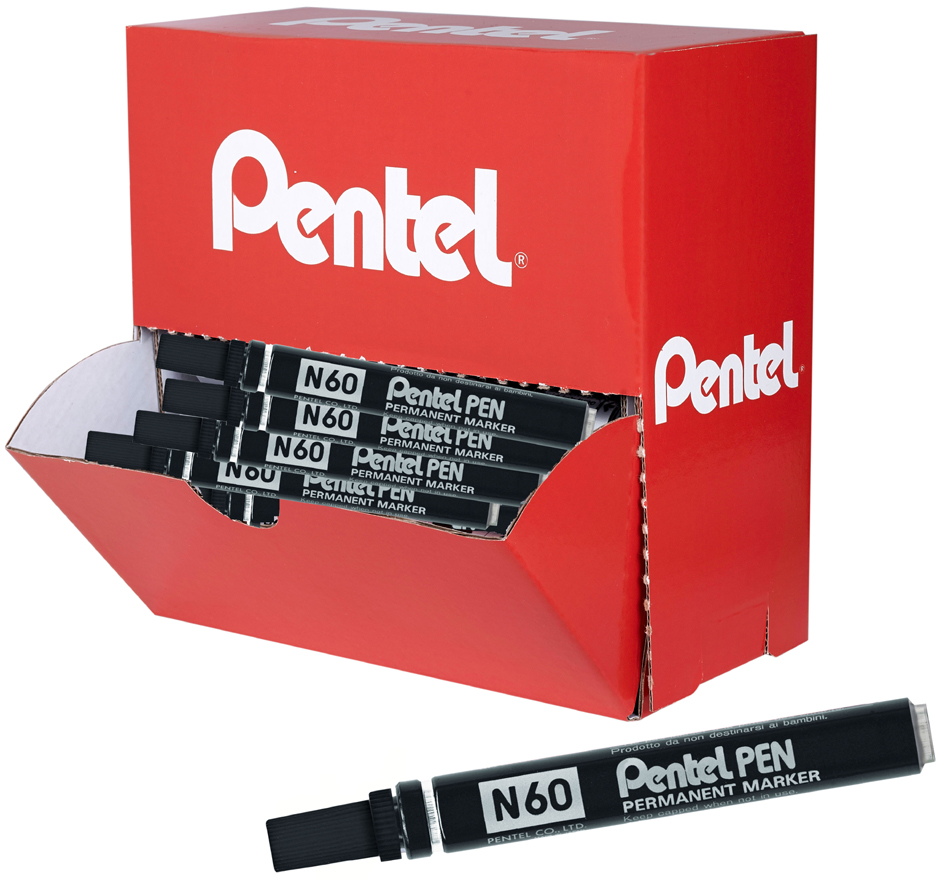 Pentel Permanent-Marker N60, schwarz, Promopack 30+6 GRATIS von Pentel