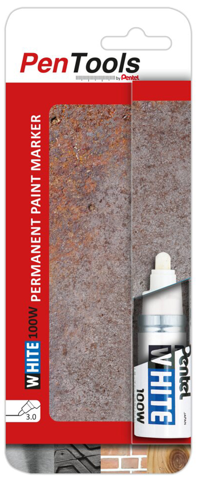 Pentel Permanent-Marker X100W, Rundspitze, weiß von Pentel