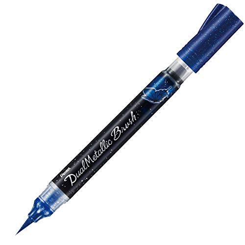 Pentel - Pinselstift mit Druckknopf auf der Rückseite, Blau von Pentel