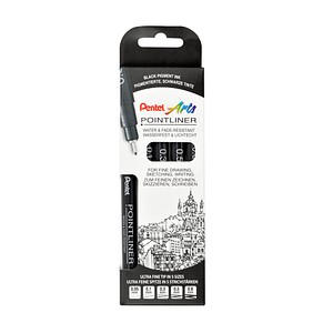 Pentel Pointliner Fineliner-Set schwarz, 1 Set von Pentel