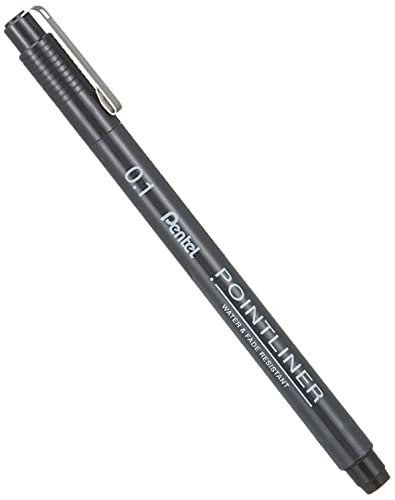Pentel Pointliner S20P-1A, Fineliner, schwarz, wasserfest und lichtecht, 0,1 mm von Pentel