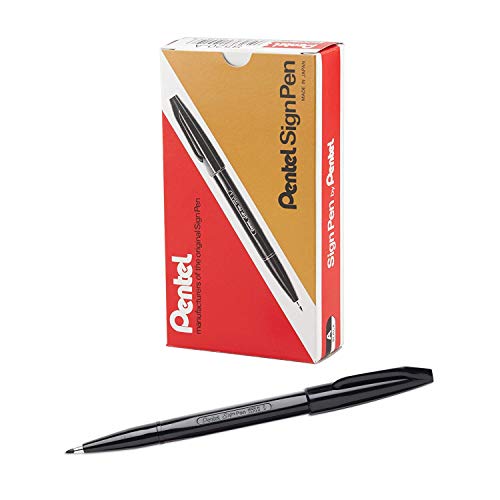 Pentel S520-A Sign Pen Faserschreiber, 0,8 mm Strichstärke, schwarz, 12er Pack von Pentel
