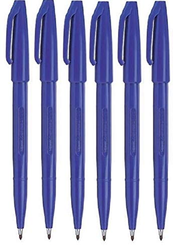 Pentel S520 Original Sign Pen Fasermaler, Fineliner, 2 mm Spitze, 1 mm Linie, Blau (6) von Pentel