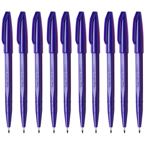 Pentel S520 Original Sign Pen Faserschreiber Fineliner, 2 mm Spitze, 1 mm Strichbreite, violette Tinte, 10 Stück von Pentel