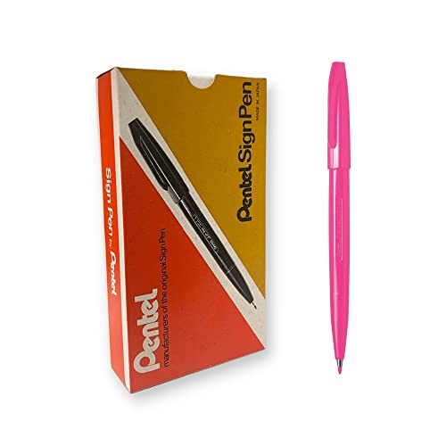 Pentel S520-P Sign Pen Faserschreiber, 0,8 mm Strichstärke, pink, 12er Pack von Pentel