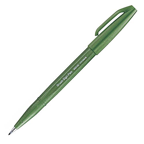 Pentel SES15C-D2X Brush Sign Pen olivgrün, Faserschreiber, pinselähnliche Spitze, 1 Stück von Pentel