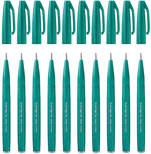 Pentel SES15C-D3X Brush Sign Pen türkis, Faserschreiber, pinselähnliche Spitze, 10 Stück Pentel SES15C-D3X Brush Sign Pen türkis, Faserschreiber, pinselähnliche Spitze, 10 Stück von Pentel