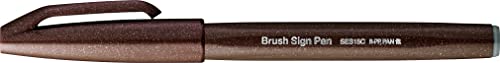 Pentel SES15C-E3X Brush Sign Pen dunkelbraun, Faserschreiber, pinselähnliche Spitze, 1 Stück von Pentel