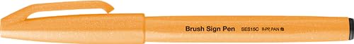 Pentel SES15C-FFX Brush Sign Pen neon-orange, Faserschreiber, pinselähnliche Spitze, 1 Stück von Pentel