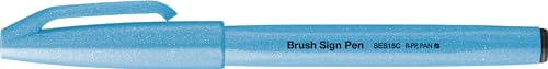 Pentel SES15C-FSX Brush Sign Pen neon-blau, Faserschreiber, pinselähnliche Spitze, 1 Stück von Pentel
