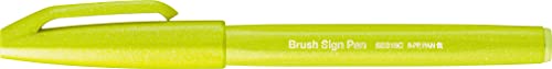 Pentel SES15C-K2X Brush Sign Pen limonengrün, Faserschreiber, pinselähnliche Spitze, 1 Stück von Pentel