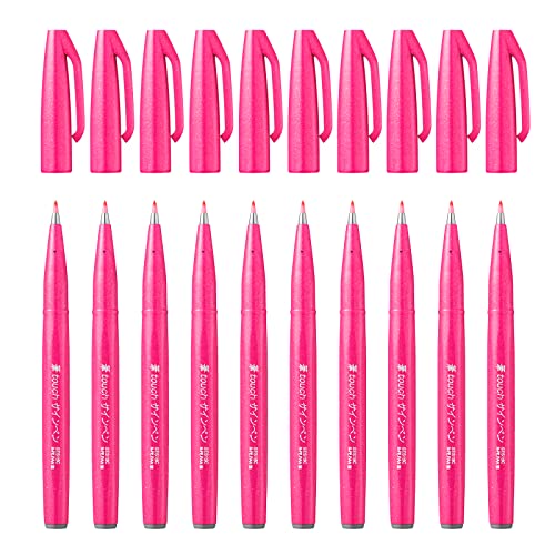 Pentel SES15C-P - Brush Sign Pen Faserschreiber, 10 Stück, pink von Pentel