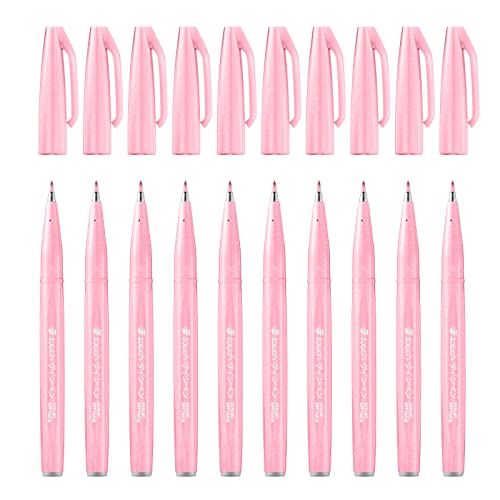 Pentel SES15C-P3X Brush Sign Pen blassrosa, Faserschreiber, pinselähnliche Spitze, 10 Stück Pentel SES15C-P3X Brush Sign Pen blassrosa, Faserschreiber, pinselähnliche Spitze, 10 Stück von Pentel