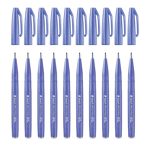 Pentel SES15C-V2X Brush Sign Pen blauviolett, Faserschreiber, pinselähnliche Spitze, 10 Stück von Pentel